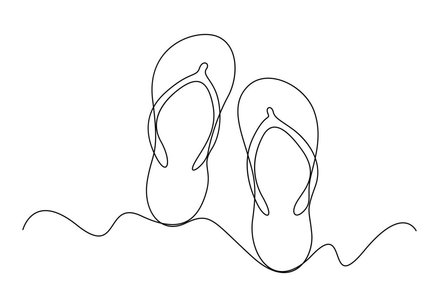 continuo uno línea dibujo de verano zapatillas prima ilustración vector