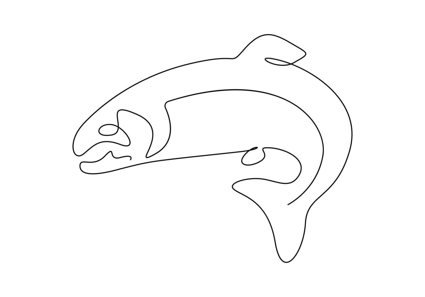 Continuous one line drawing of salmon for fishing logo identity premium illustration vector