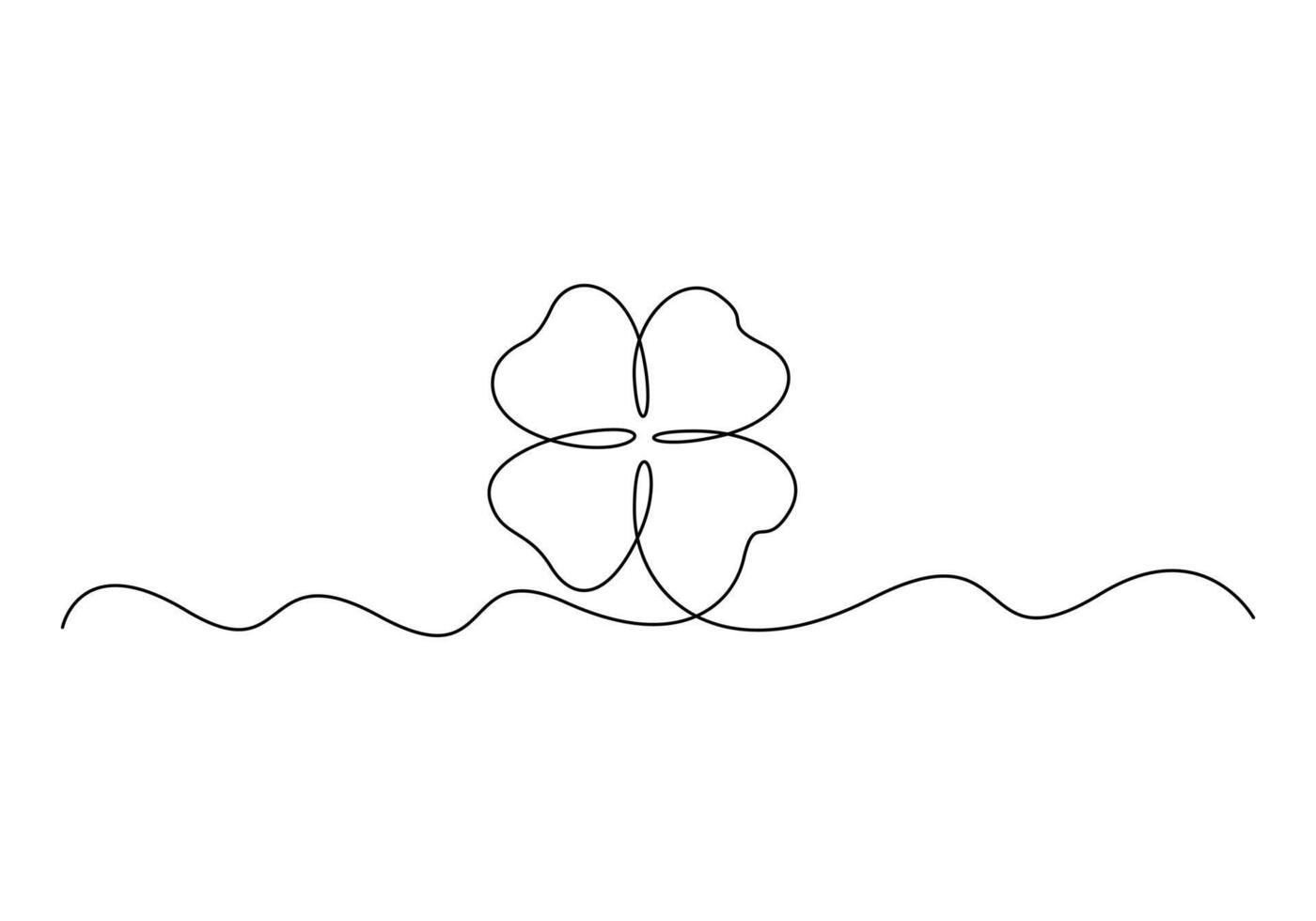 Four leaves clover continuous one line drawing premium illustration vector