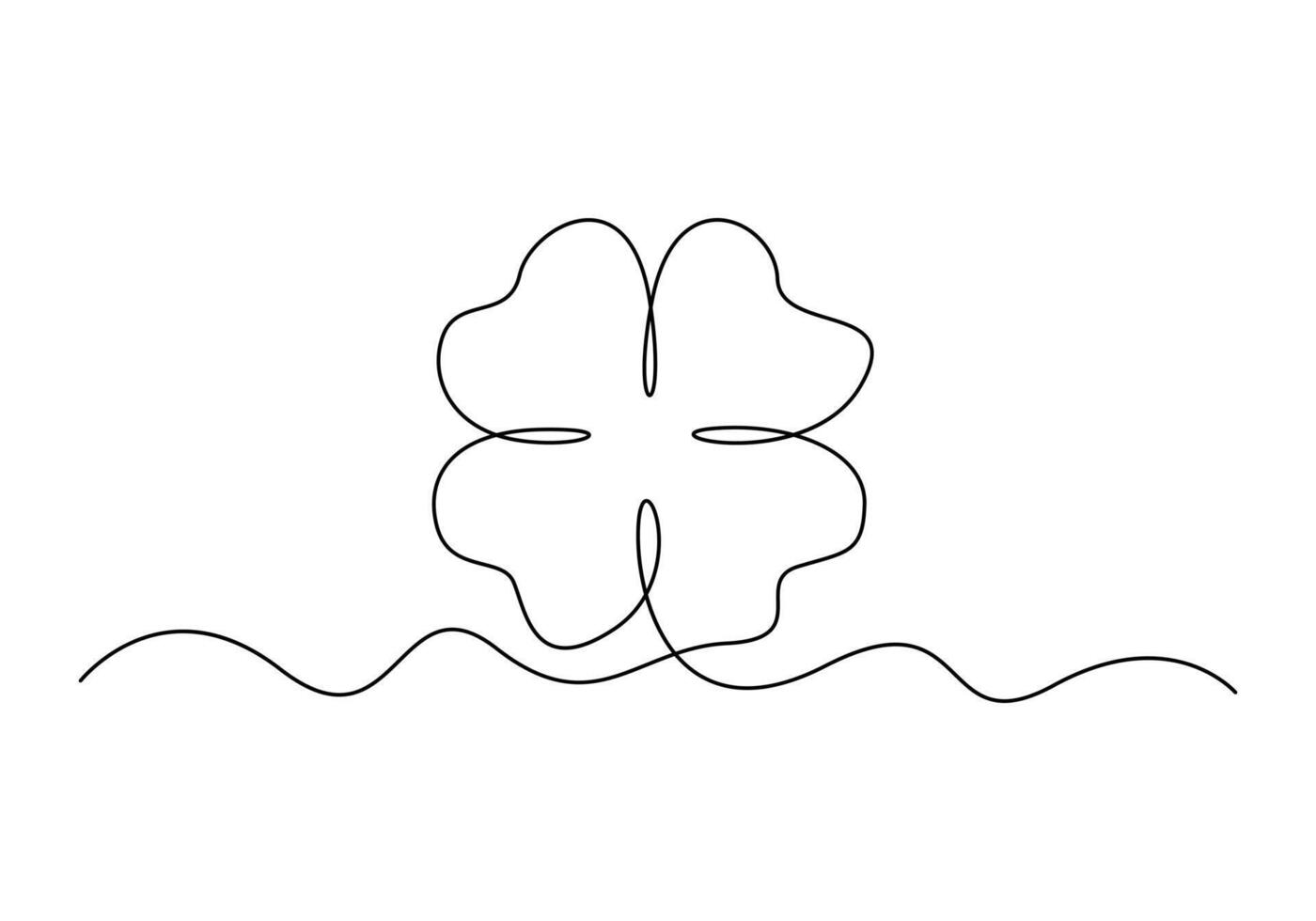 Four leaves clover continuous one line drawing premium illustration vector