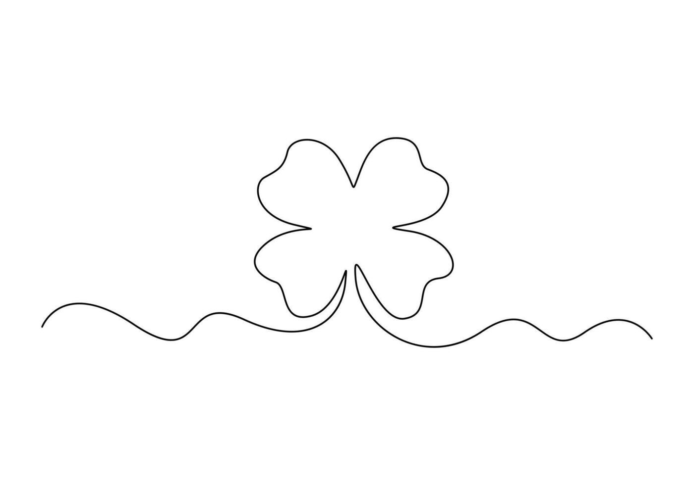 Four leaves clover continuous one line drawing premium illustration vector