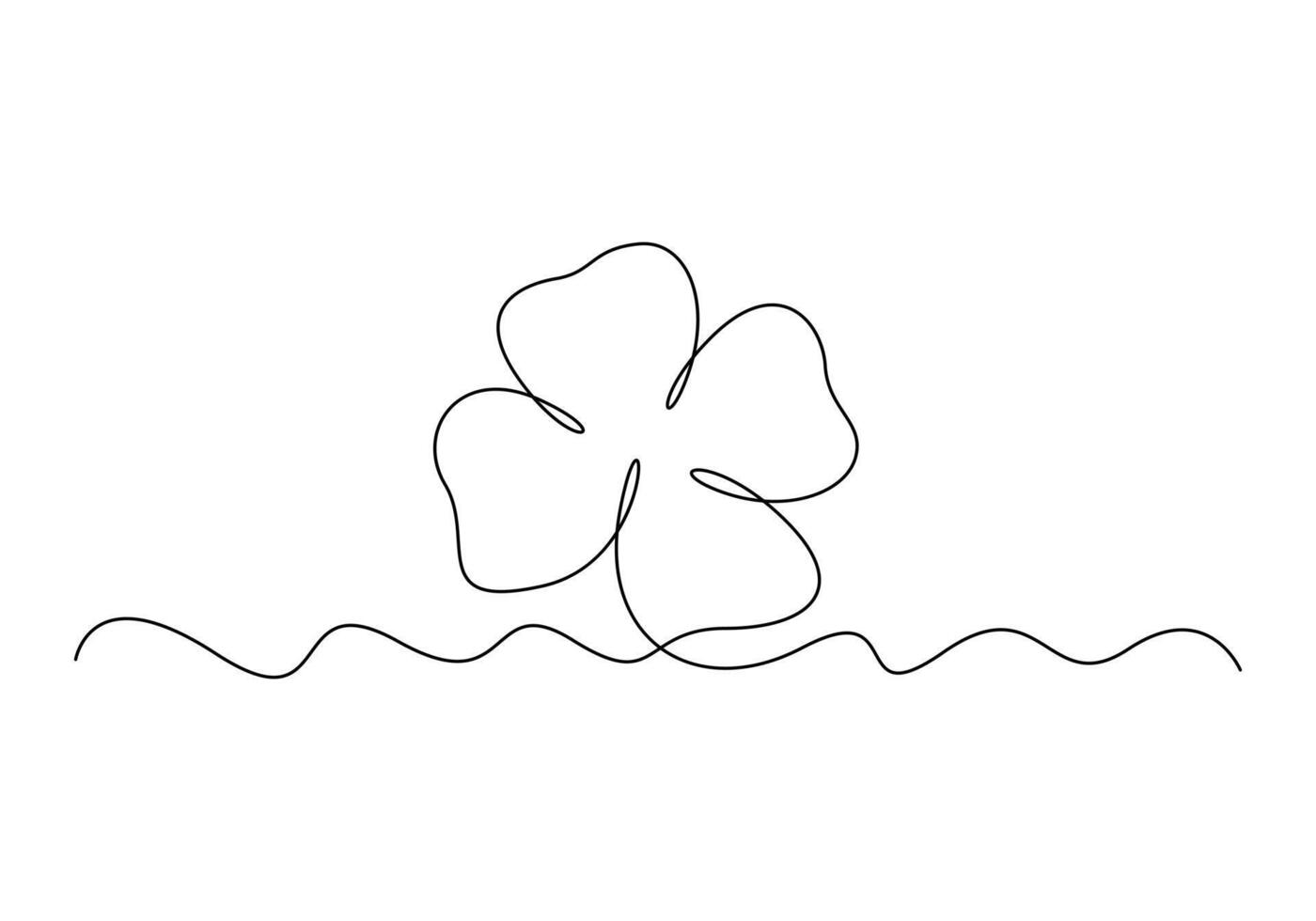 Four leaves clover continuous one line drawing premium illustration vector