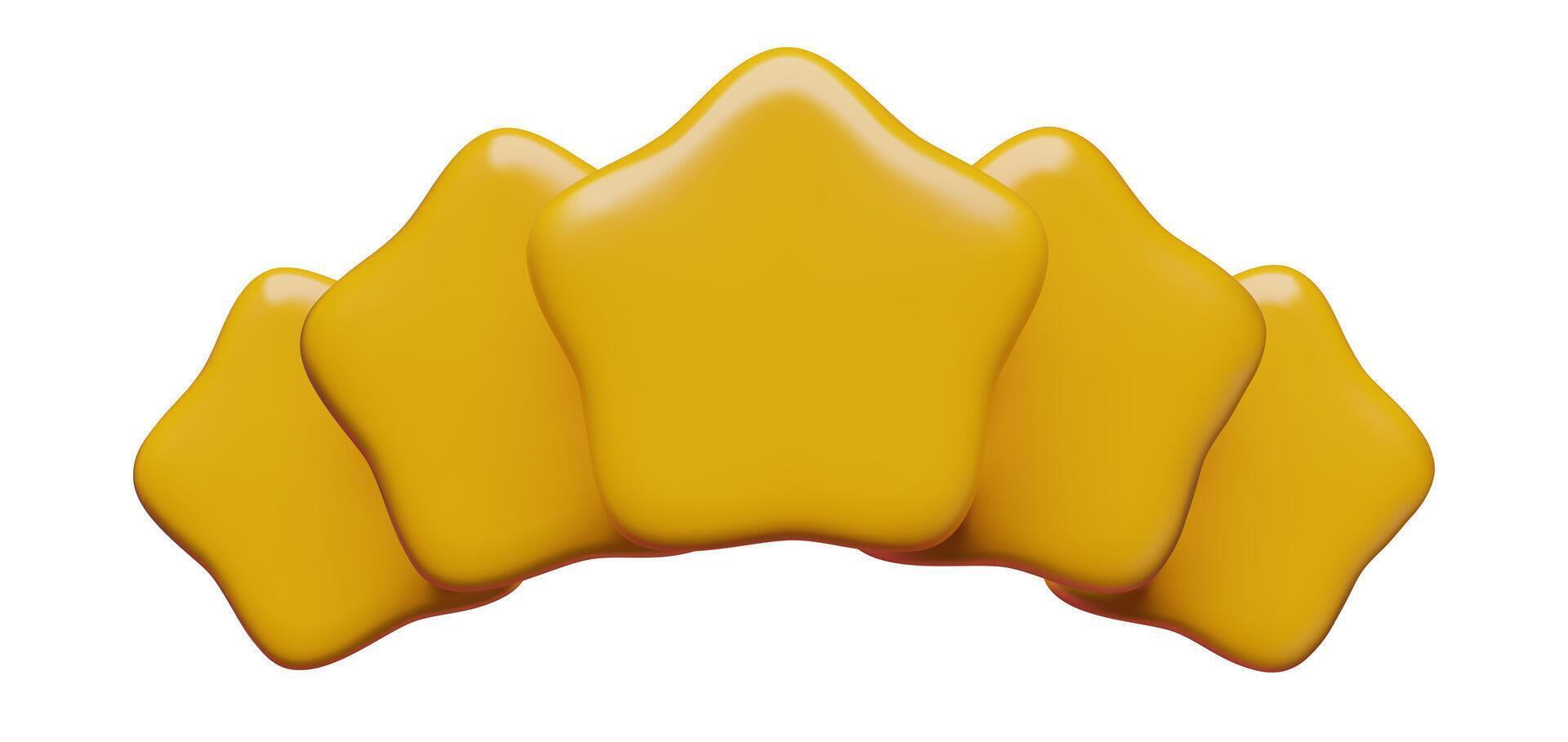 Five 3d stars in crown shape review or rating icon three dimensional style illustration vector