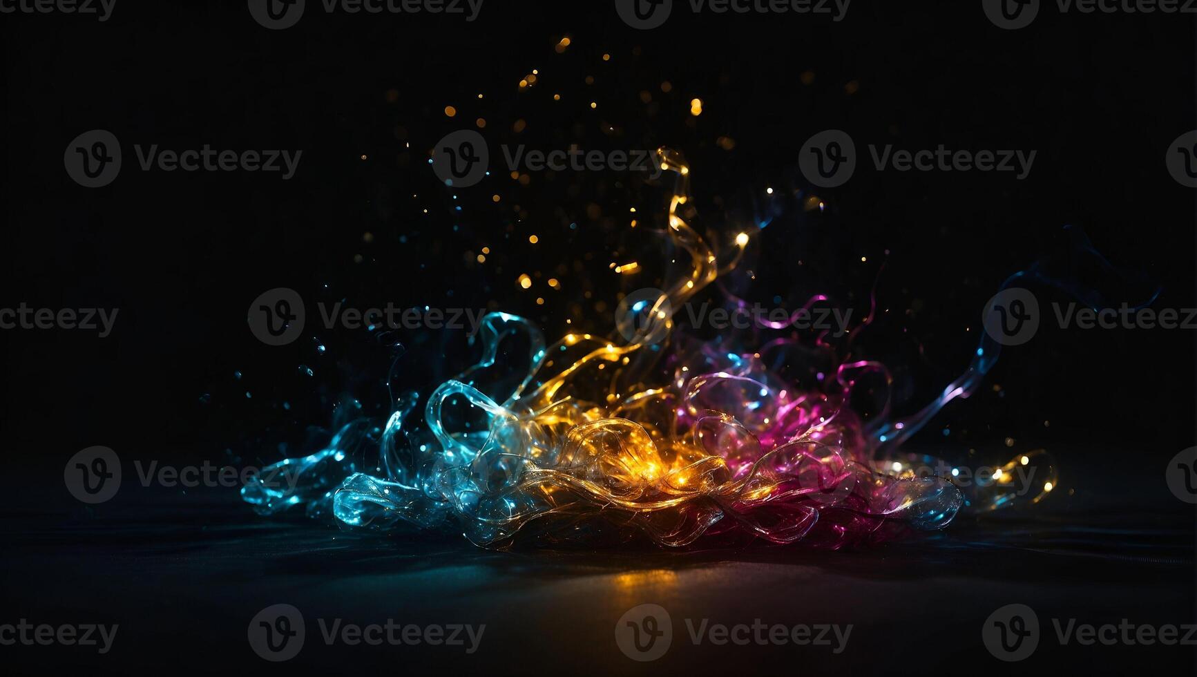 Color explosion, color splashes, magic , on a completely black background to overlay the screen photo