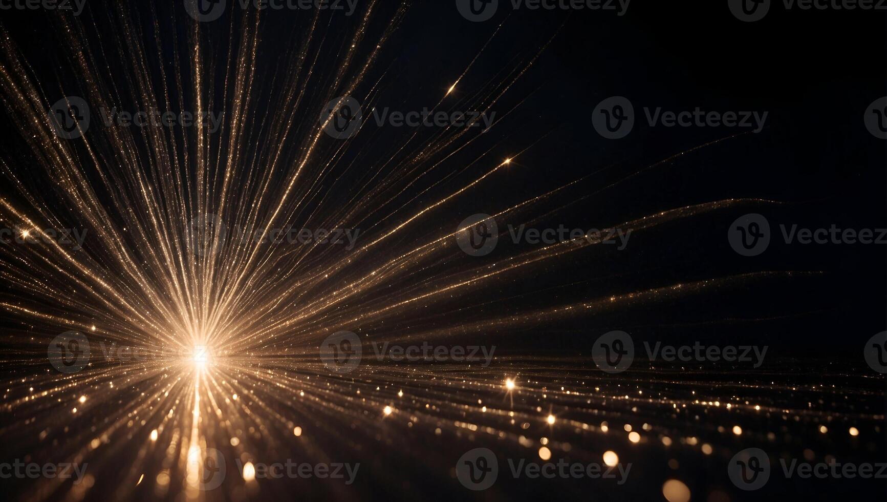 A burst of light, a magical glittering light, on a completely black background, for a screen overlay photo