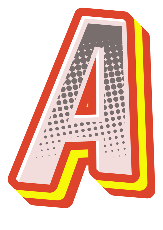 Comic Halftone Alphabet Letter and Number png
