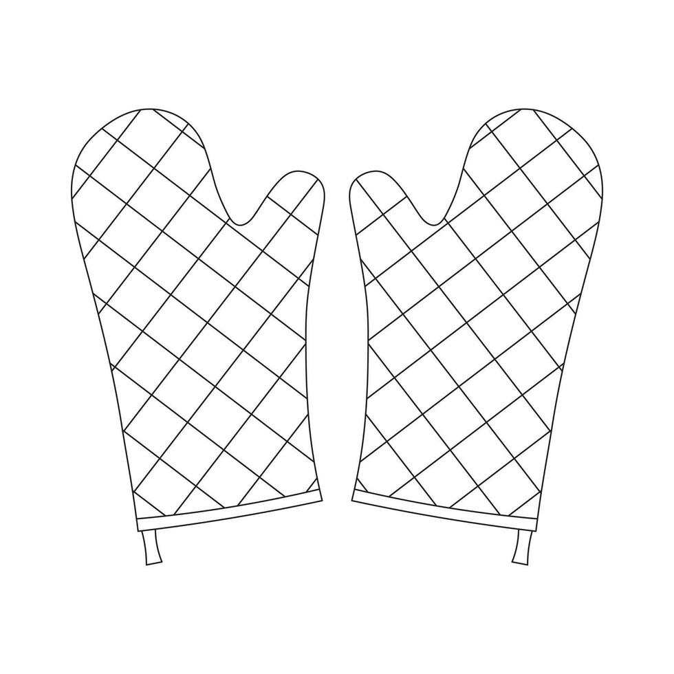 Hand drawn cartoon illustration oven mitts icon Isolated on White vector
