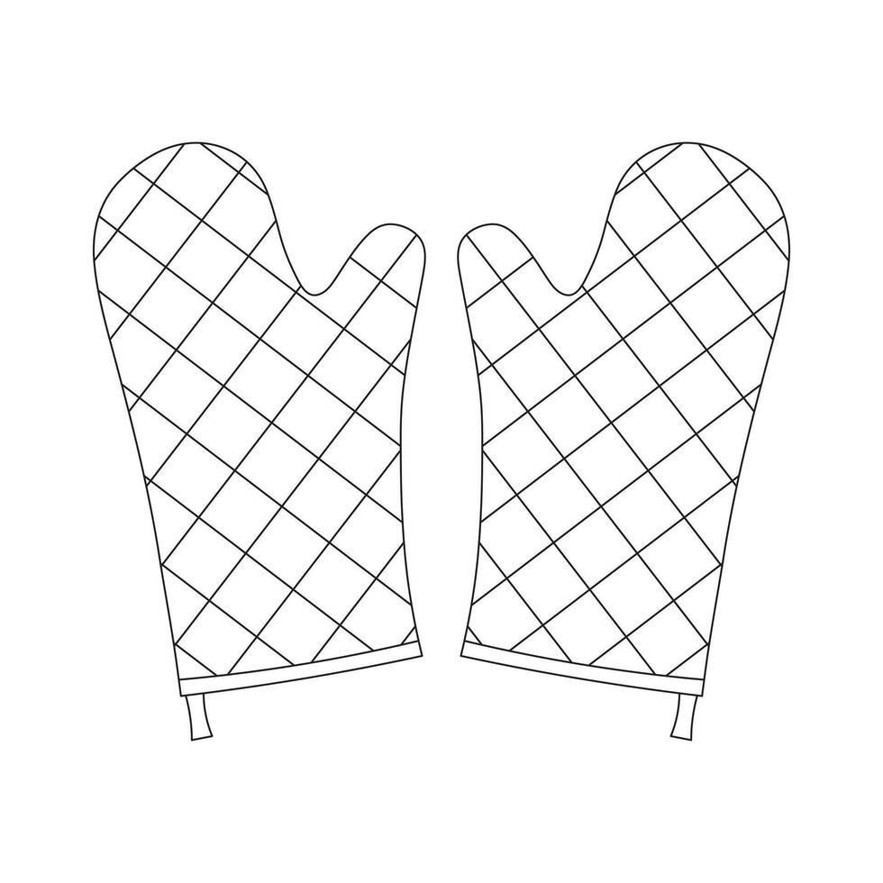 Hand drawn cartoon illustration oven mitts icon Isolated on White vector