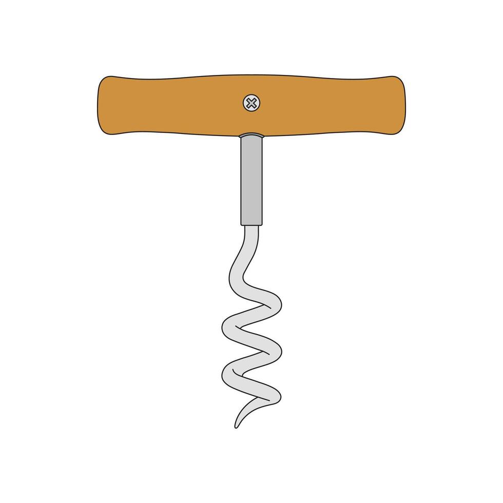 cartoon illustration cork screw icon Isolated on White vector