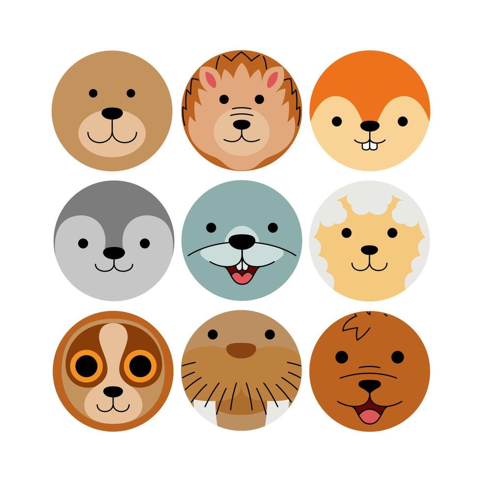 Rounded Animal Face Illustration vector