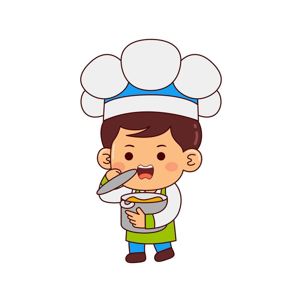 personaje de dibujos animados lindo niño chef vector