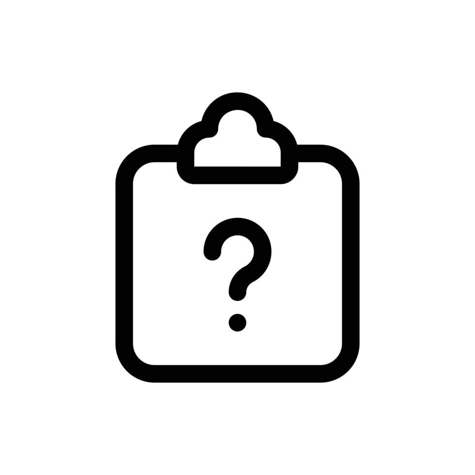 Simple Clipboard with Question Mark icon. The icon can be used for websites, print templates, presentation templates, illustrations, etc vector