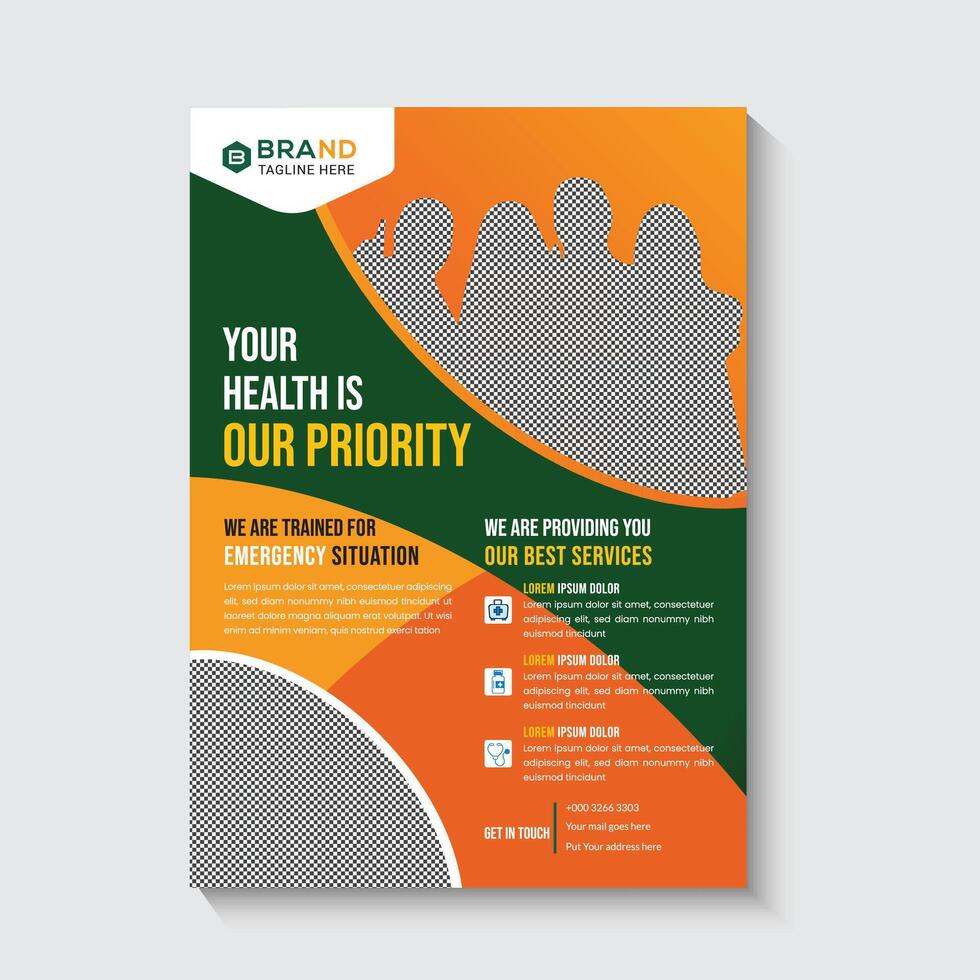 Creative medical flyer template design vector