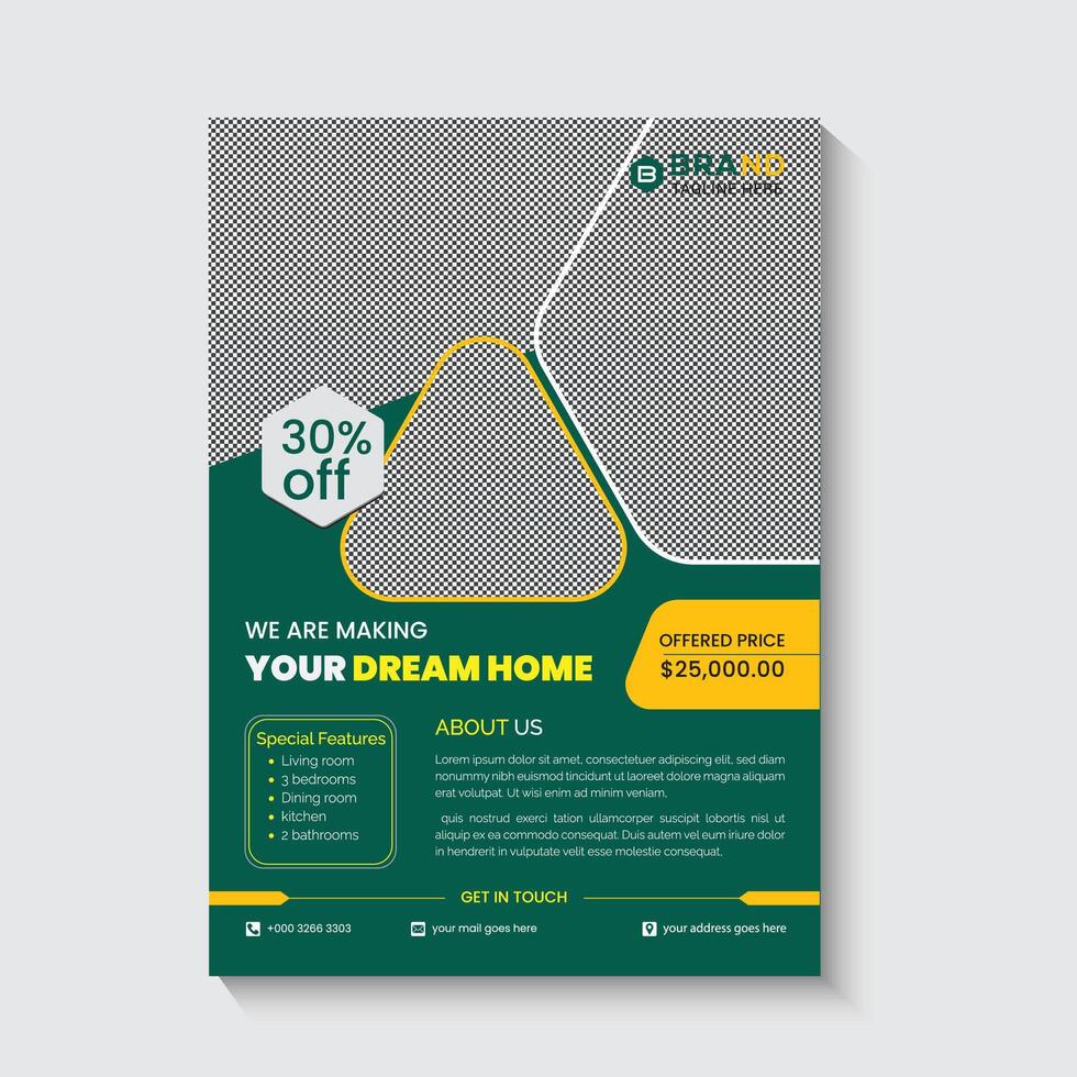 Real estate flyer design template vector