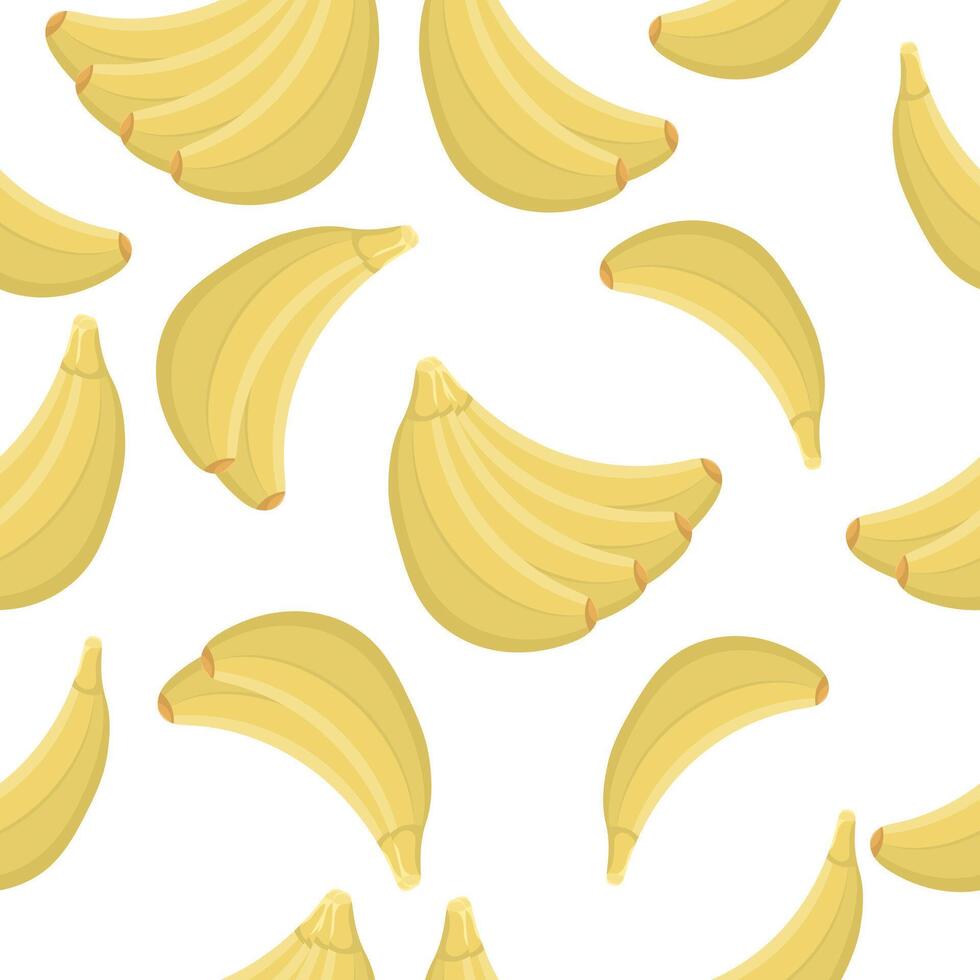 Seamless pattern with bananas in flat style on a white background. Fresh tropical fruits design vector