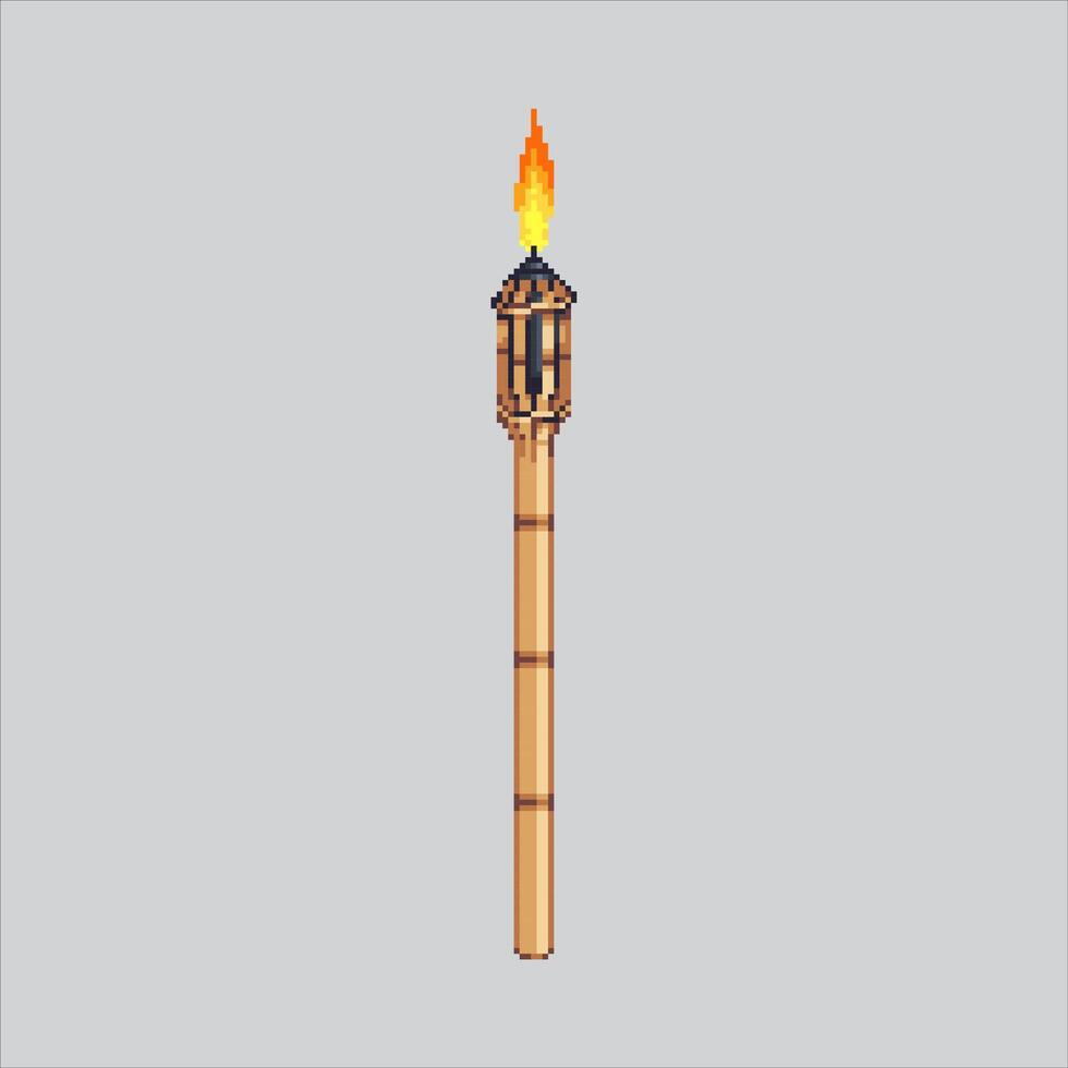 Pixel art illustration Bamboo Torch. Pixelated Torch. Bamboo Torch pixelated for the pixel art game and icon for website and game. old school retro. vector