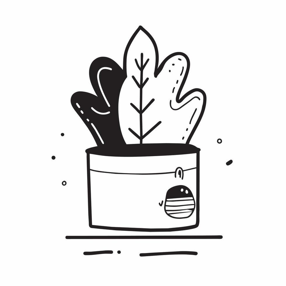 A cartoonlike depiction of a potted plant with leaves vector