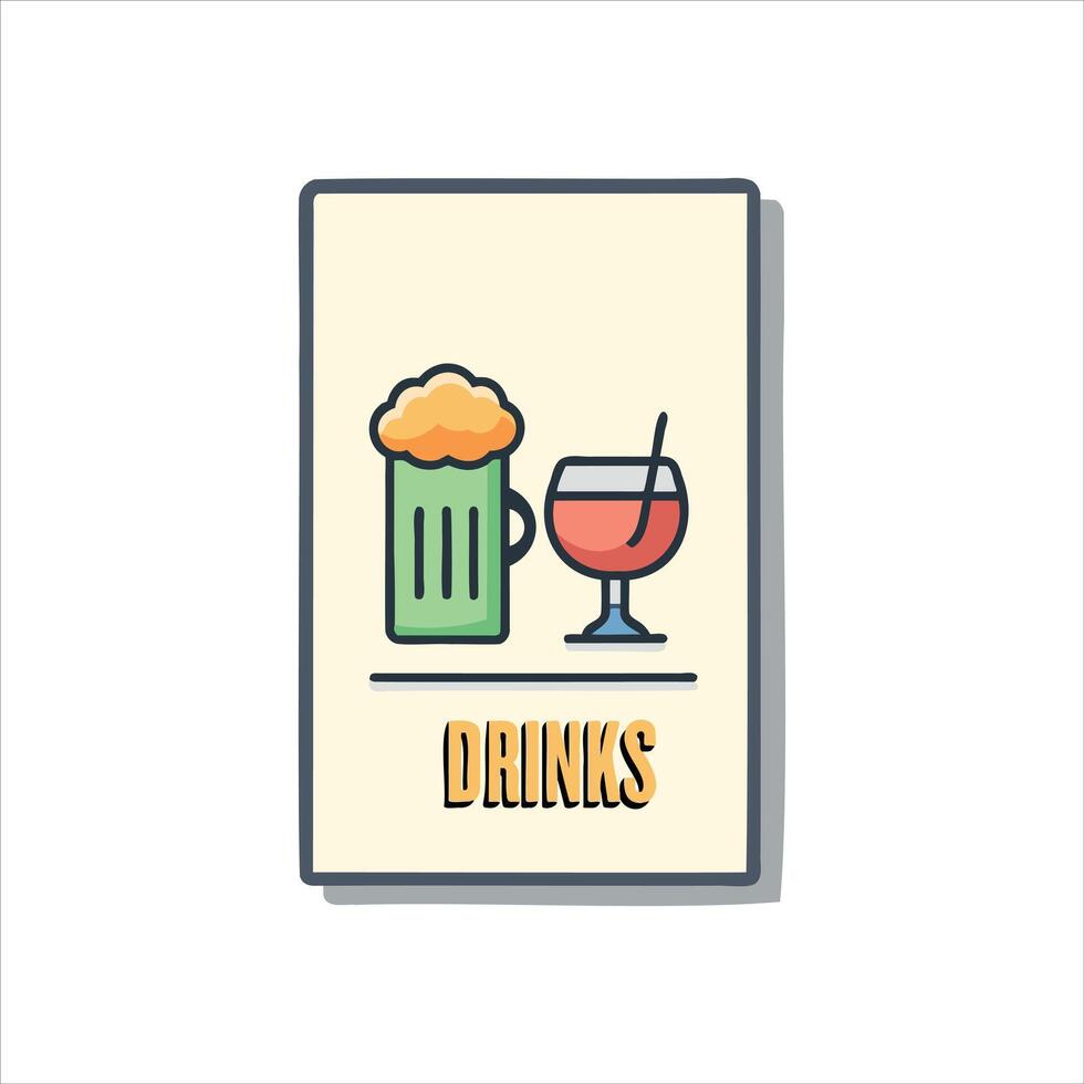 Cartoon Beverage Menu Cover Beer and Cocktail Illustration vector