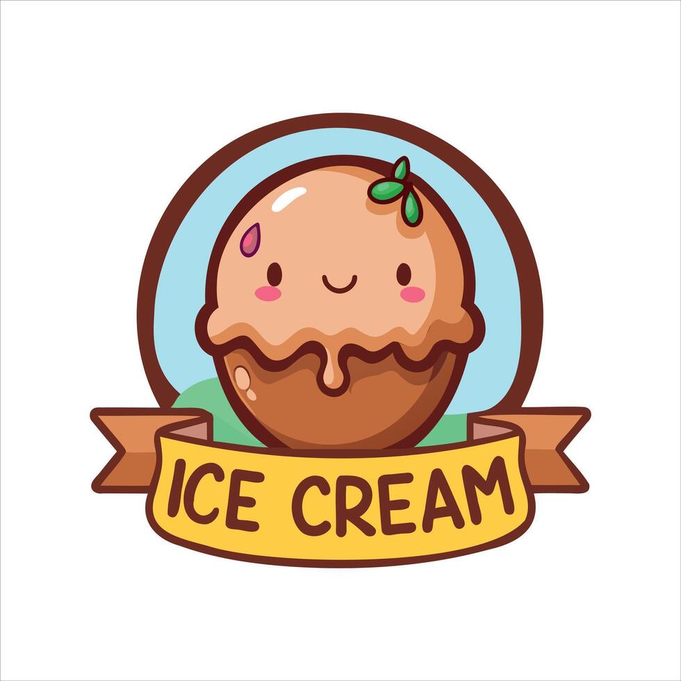 Cute Cartoon Ice Cream Cone Illustration vector