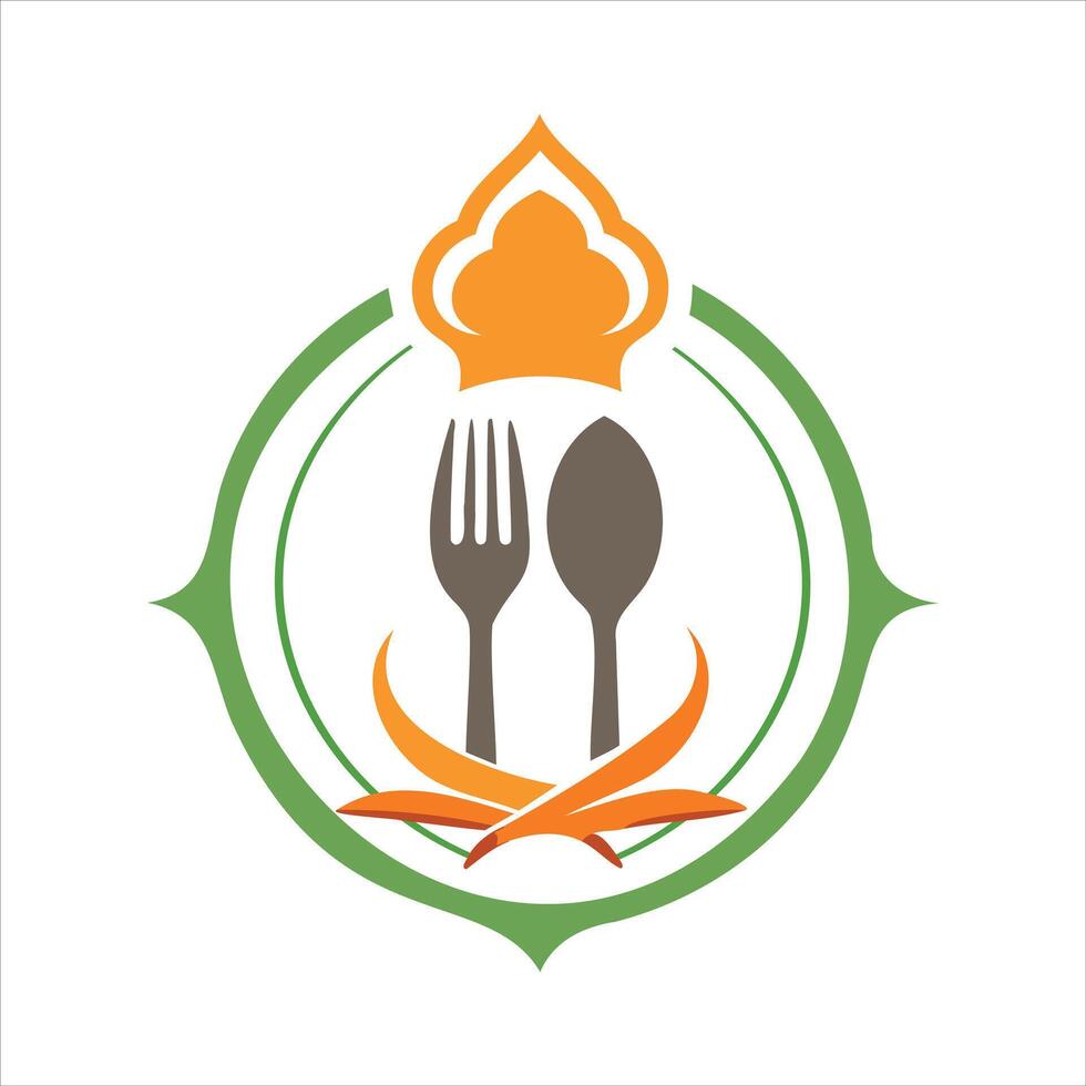 Organic Vegetarian Cuisine Logo Design Concept vector