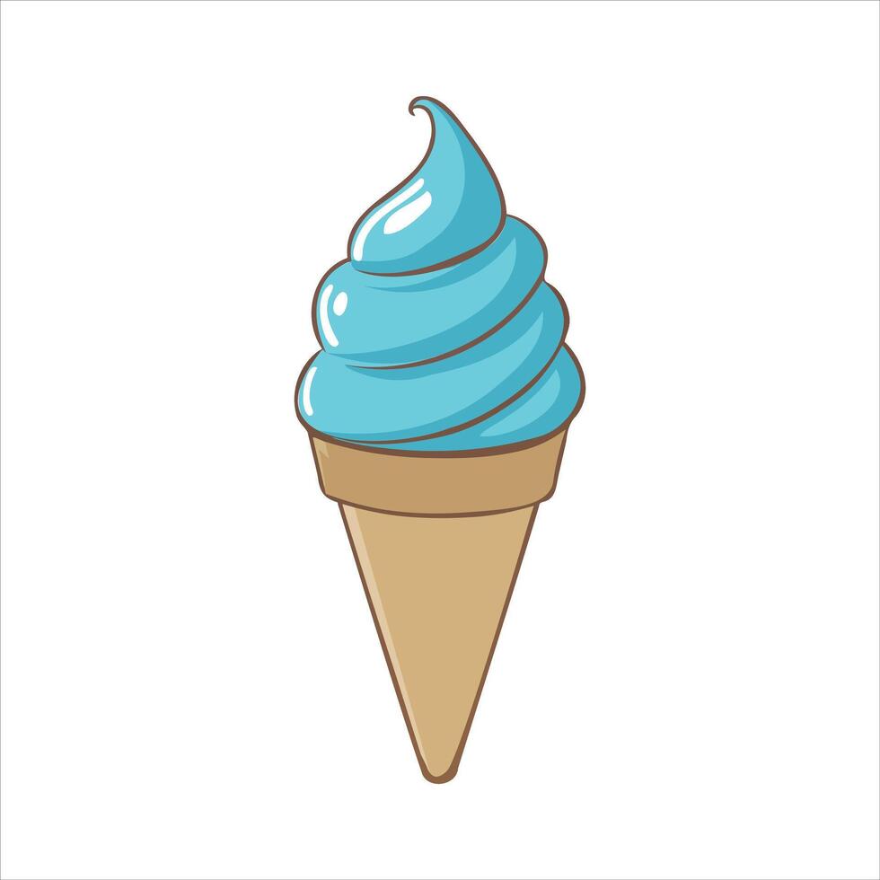 Blue Soft Serve Ice Cream Cone Illustration vector