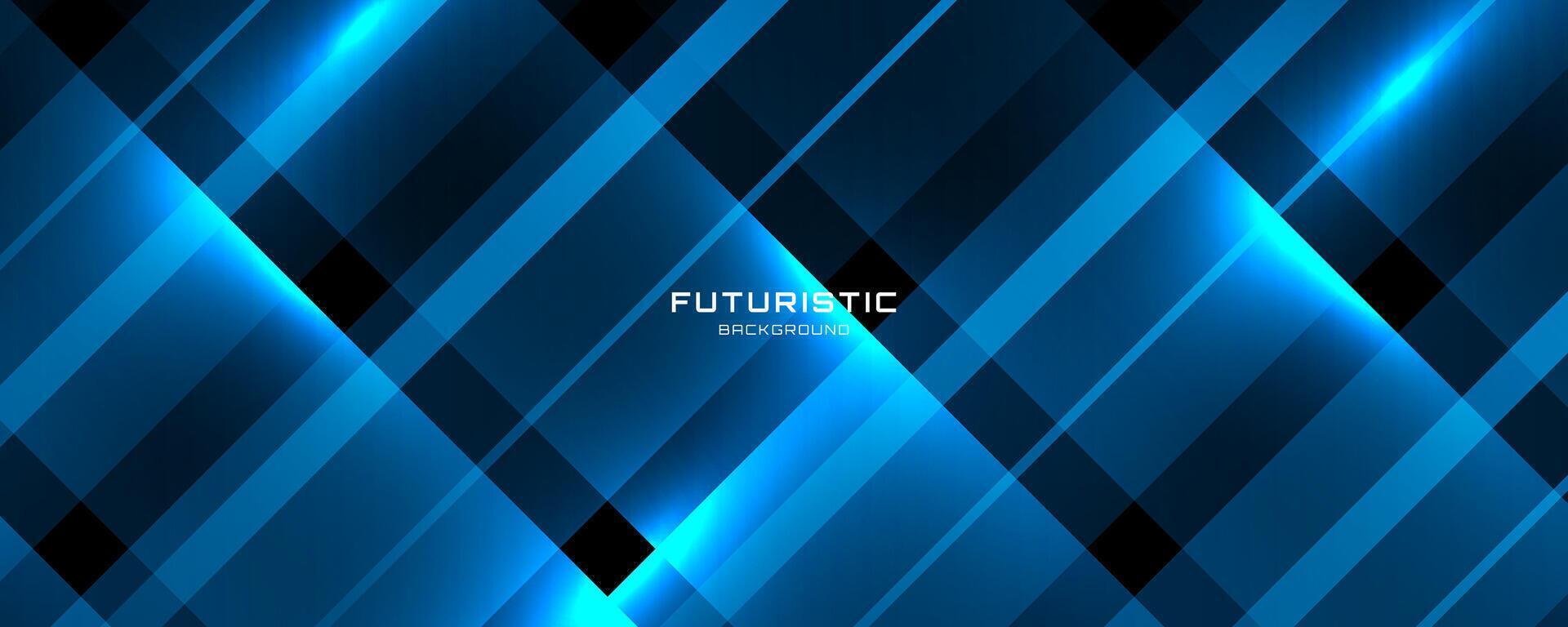 3D blue techno abstract background overlap layer on dark space with glowing lines effect decoration. Modern graphic design element cutout style concept for web banner, flyer, card, or brochure cover vector