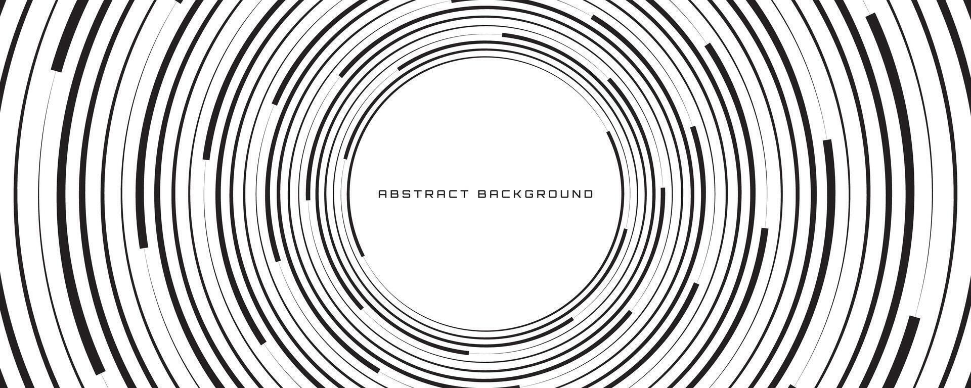 3D black stripes techno background on white space. Tech banner with rotating circles style decoration. Modern graphic design element. Motion lines concept for web, flyer, card, or brochure cover vector