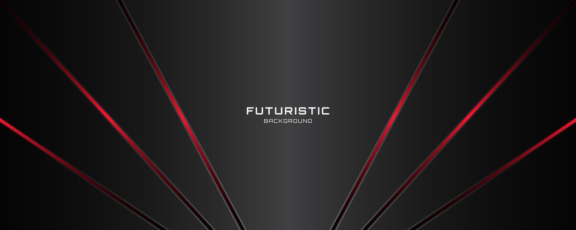 3D black techno background overlap layer on dark space with red light lines effect decoration. Modern graphic design element. Cut out shape style concept for web banner, flyer, card, cover or brochure vector