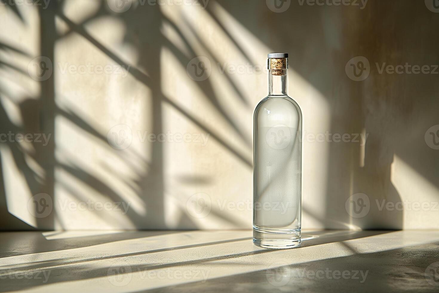 un botella de agua metido en parte superior de un mesa. foto