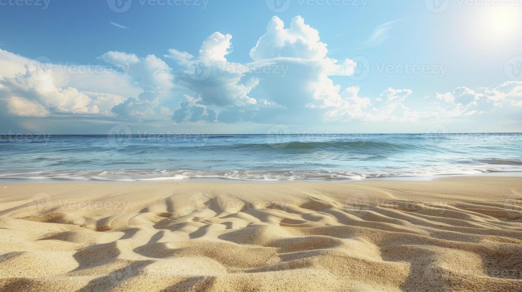 Sand, ocean, and sky photo