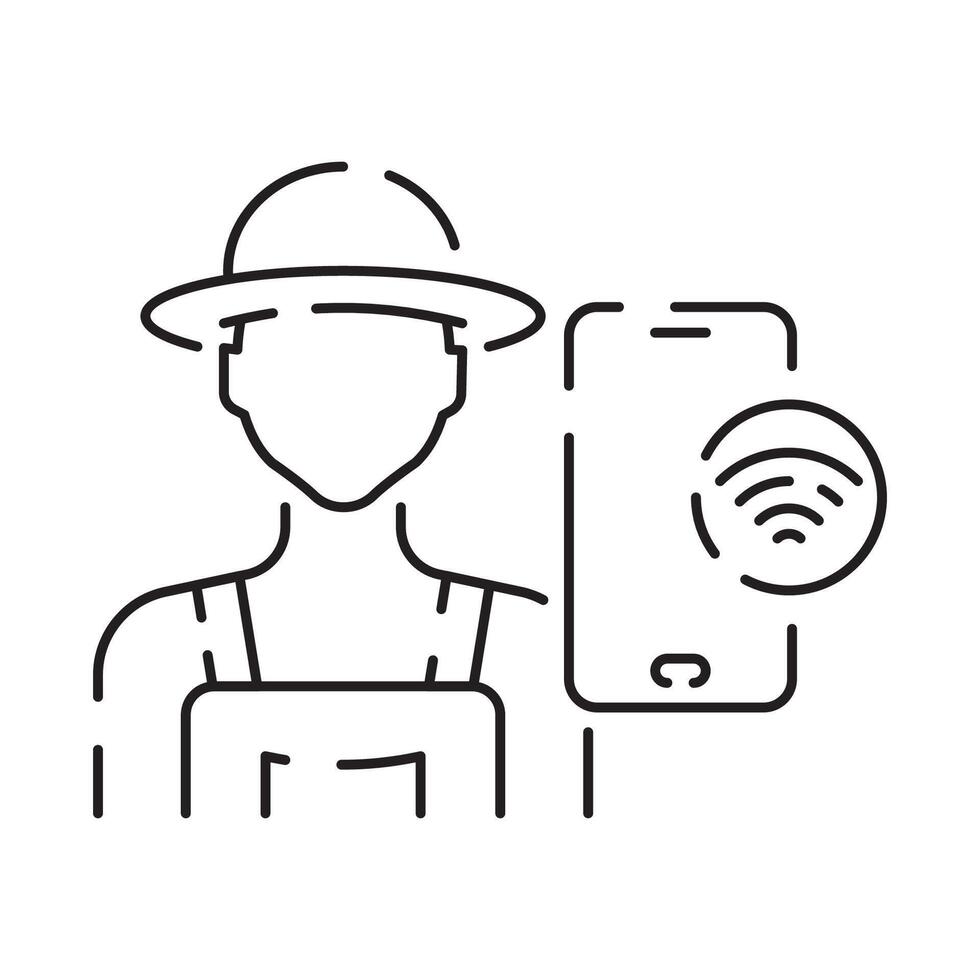 Smart farm line icon, smart farming and agriculture icon or sign, . vector