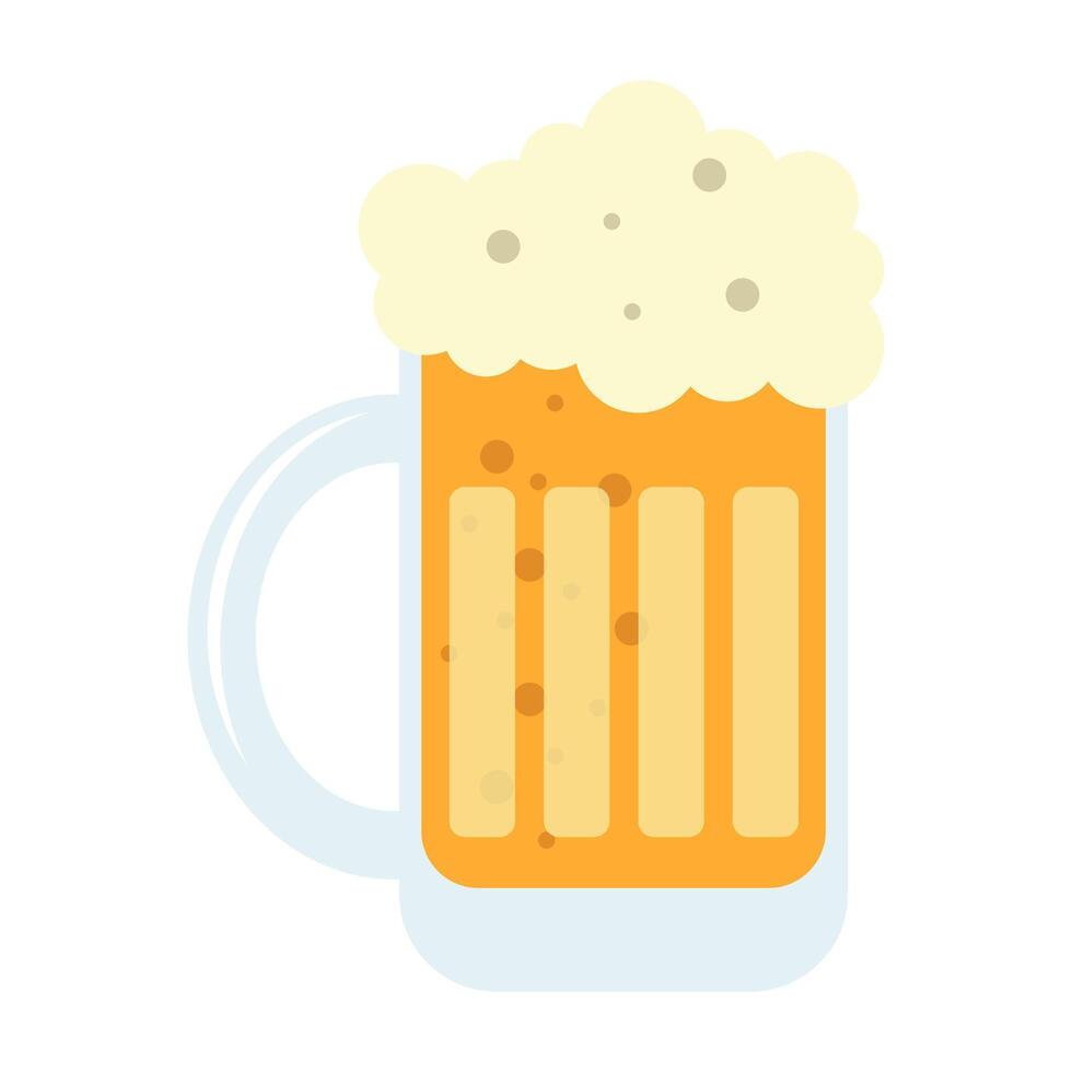 Cold beer icon or sign. flat beer illustration isolated on white background. Alcohol drink pub or bar. vector