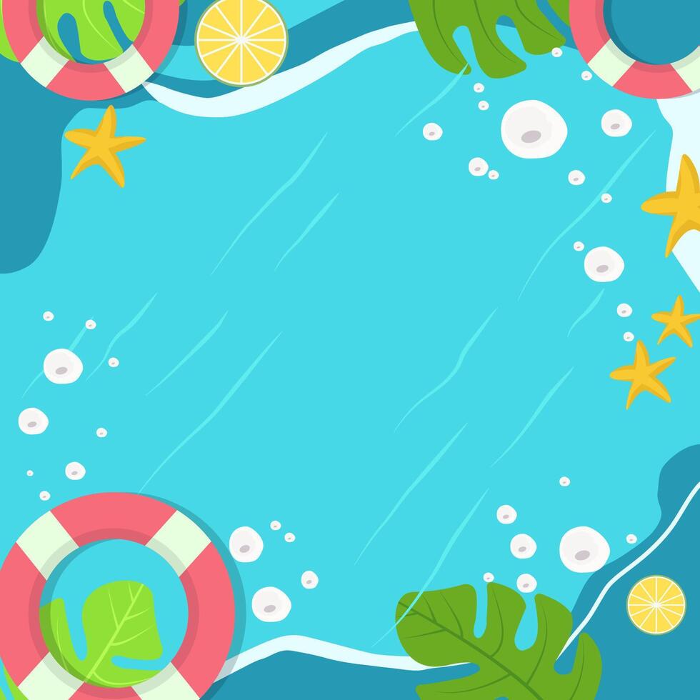 Top View of Summer Holiday in Swimming Pool Background with Copy Space vector