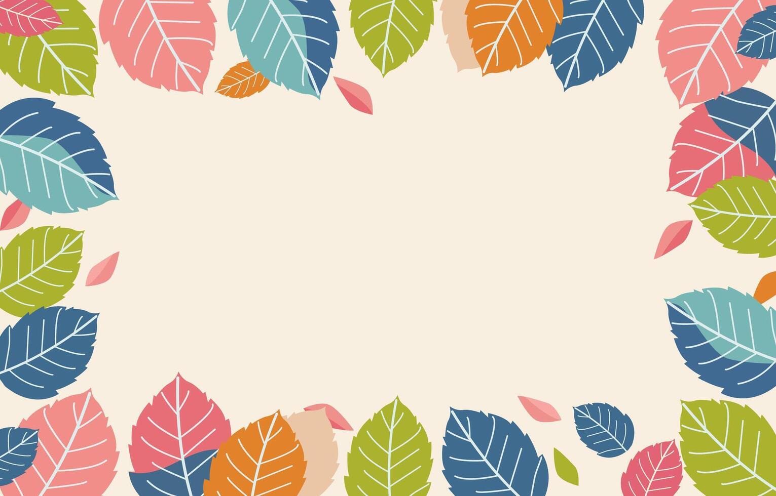 Flat Design of Summer Leaf Frame Background with Copy Space in the Middle vector
