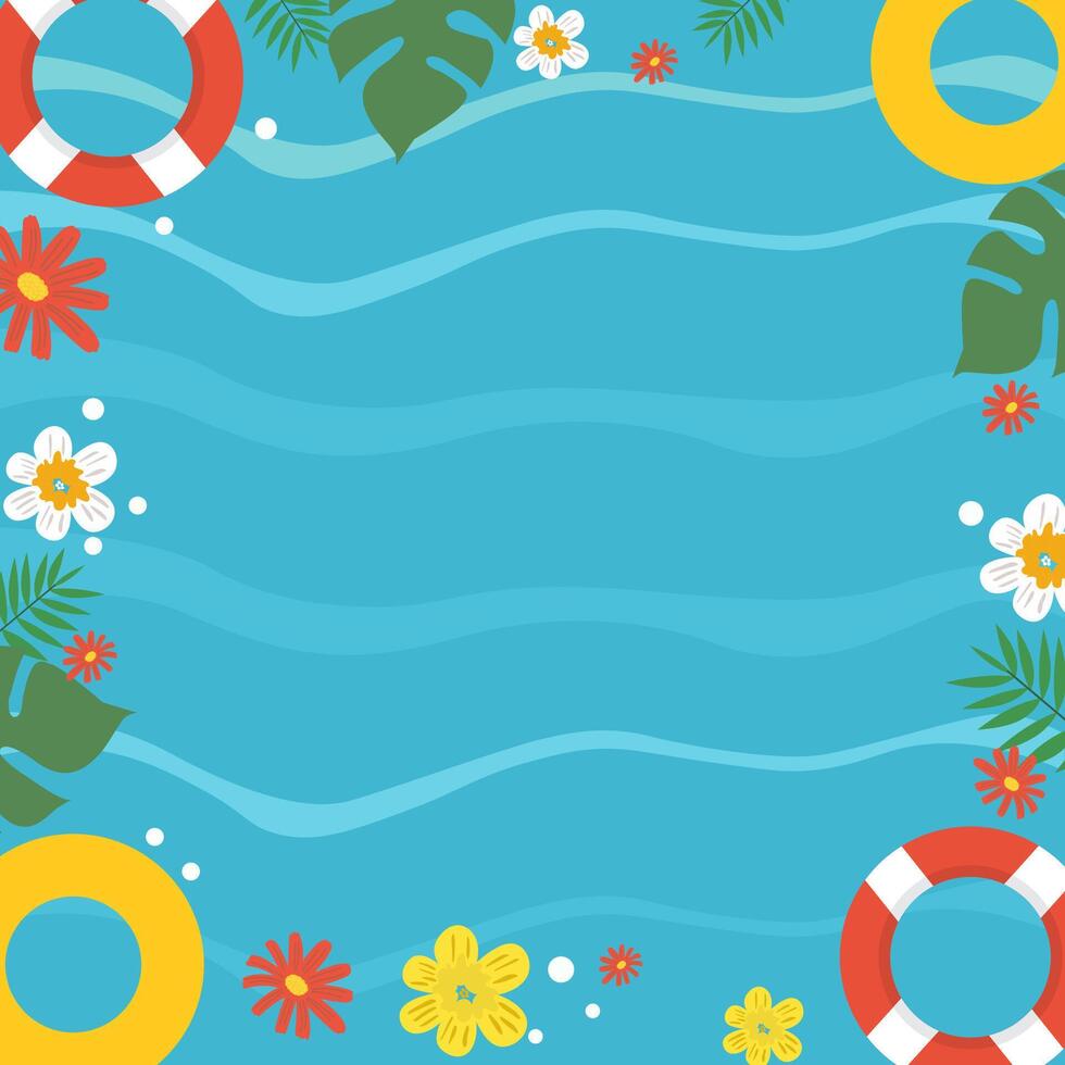 Top View of Summer Holiday in Swimming Pool Background with Copy Space vector