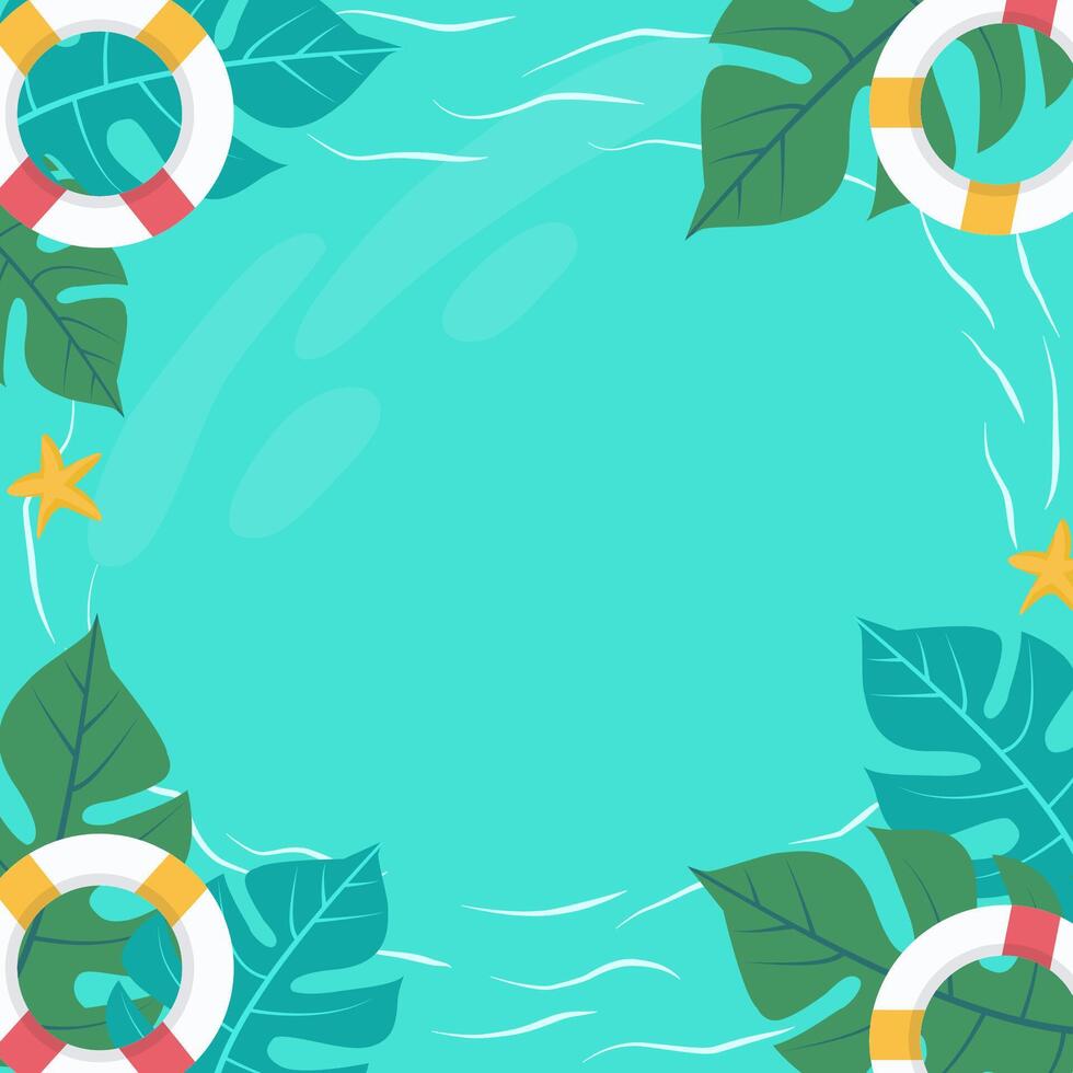 Top View of Summer Holiday in Swimming Pool Background with Copy Space vector