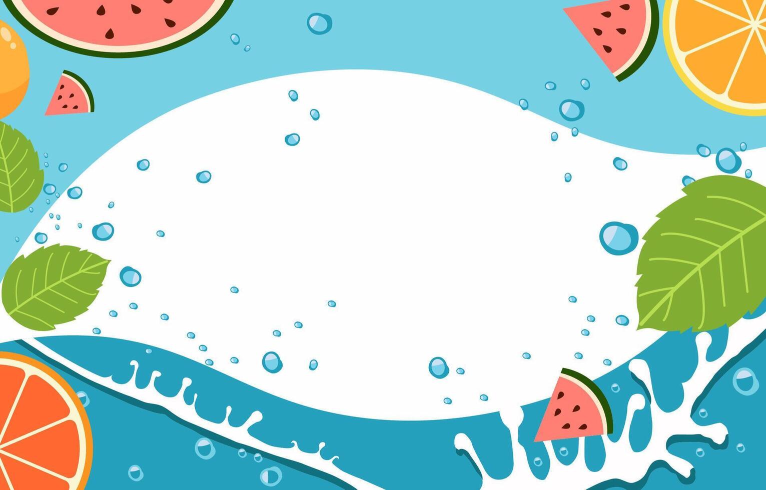 Summer Water Frame Background with Watermelon and Copy Space vector