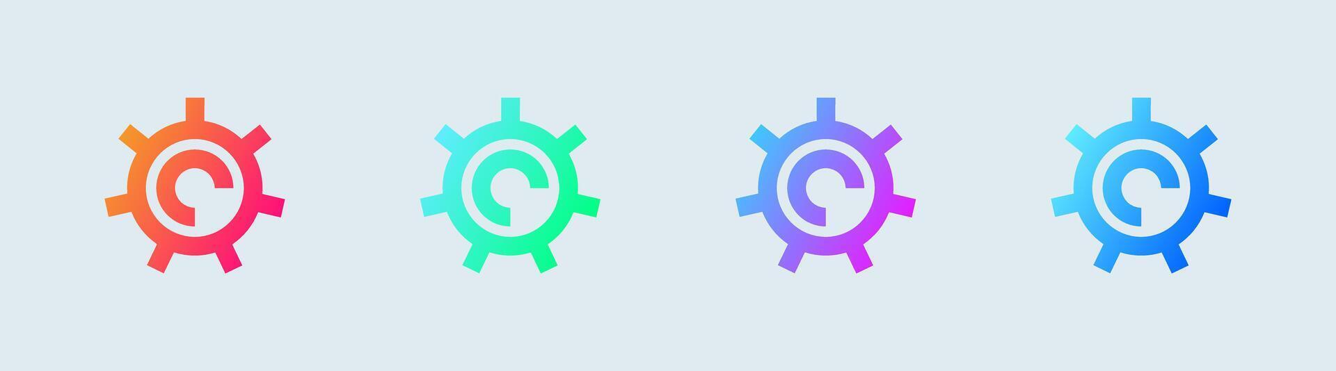 System line icon in gradient colors. Configuration signs illustration. vector