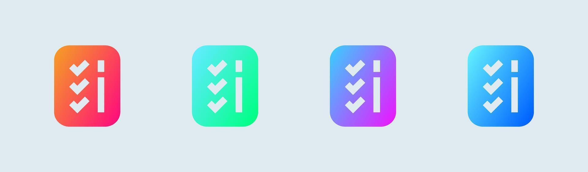 List solid icon in gradient colors. Checklist signs illustration. vector