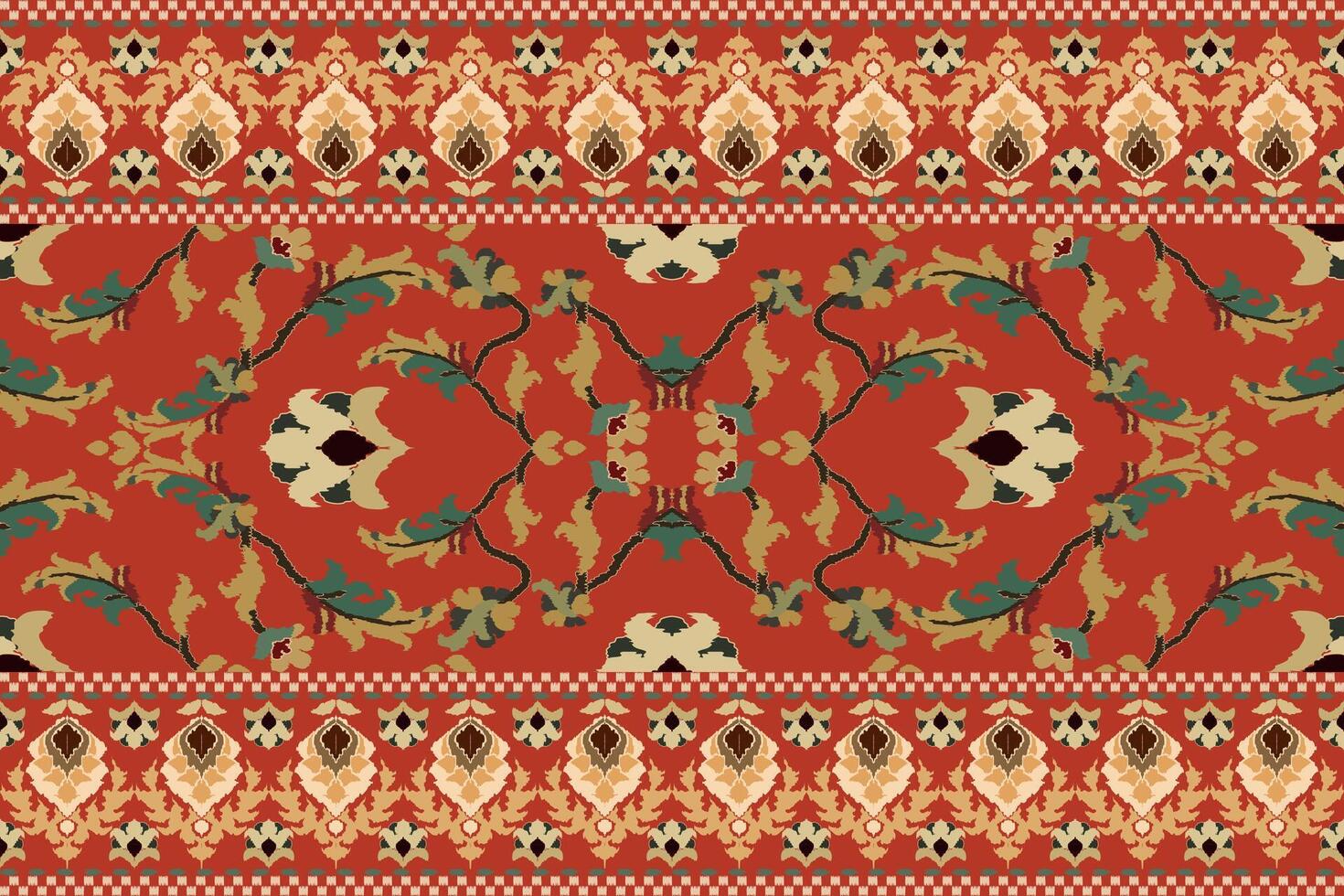Ikat tribal Indian seamless pattern. Ethnic Aztec fabric carpet mandala ornament native boho chevron textile.Geometric African American oriental traditional illustrations. Embroidery style. vector