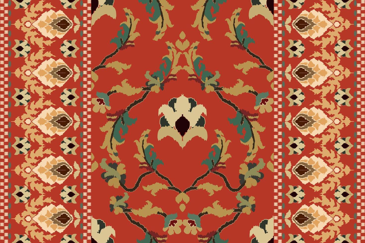 Ikat tribal Indian seamless pattern. Ethnic Aztec fabric carpet mandala ornament native boho chevron textile.Geometric African American oriental traditional illustrations. Embroidery style. vector