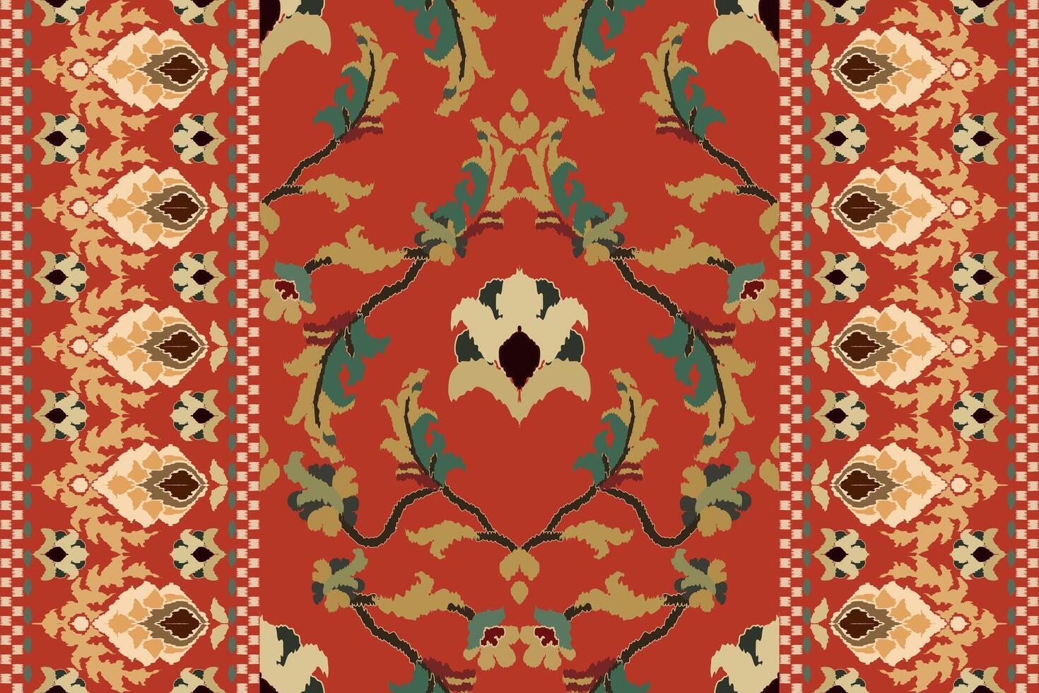 ikat tribal indio sin costura modelo. étnico azteca tela alfombra mandala ornamento nativo boho cheurón textil.geometrico africano americano oriental tradicional ilustraciones. bordado estilo. vector