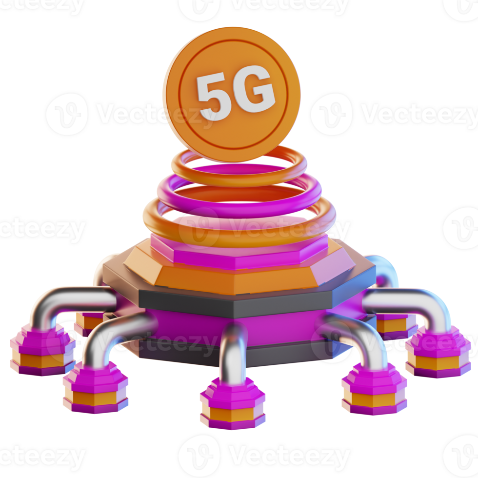 5g Rete tecnologia illustrazione 3d png