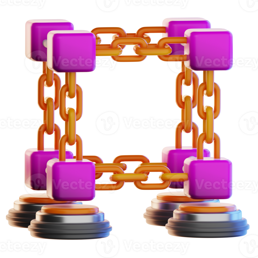 Blockchain Technologie Illustration 3d png