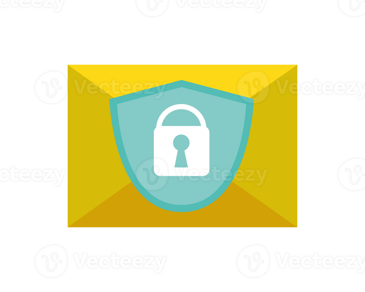 Email security concept, e-mail envelope with shield icon. png