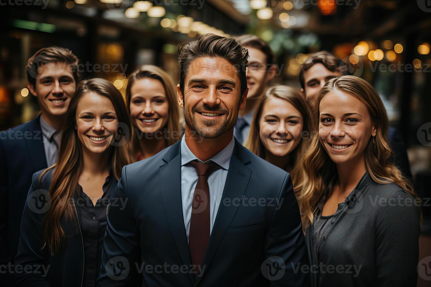 Portrait of happy successful multiracial business team. photo