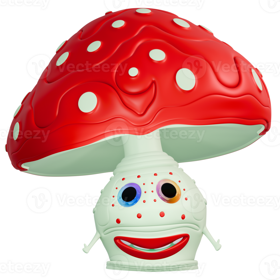 3d Persönlichkeit Pilz Amanita rot Weiß png