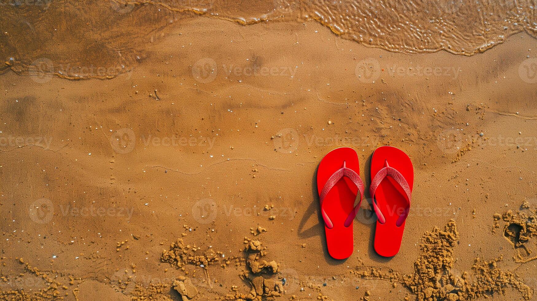 rojo dar la vuelta fracasos en playa arena, parte superior vista. verano fiesta fondo, Copiar espacio. foto