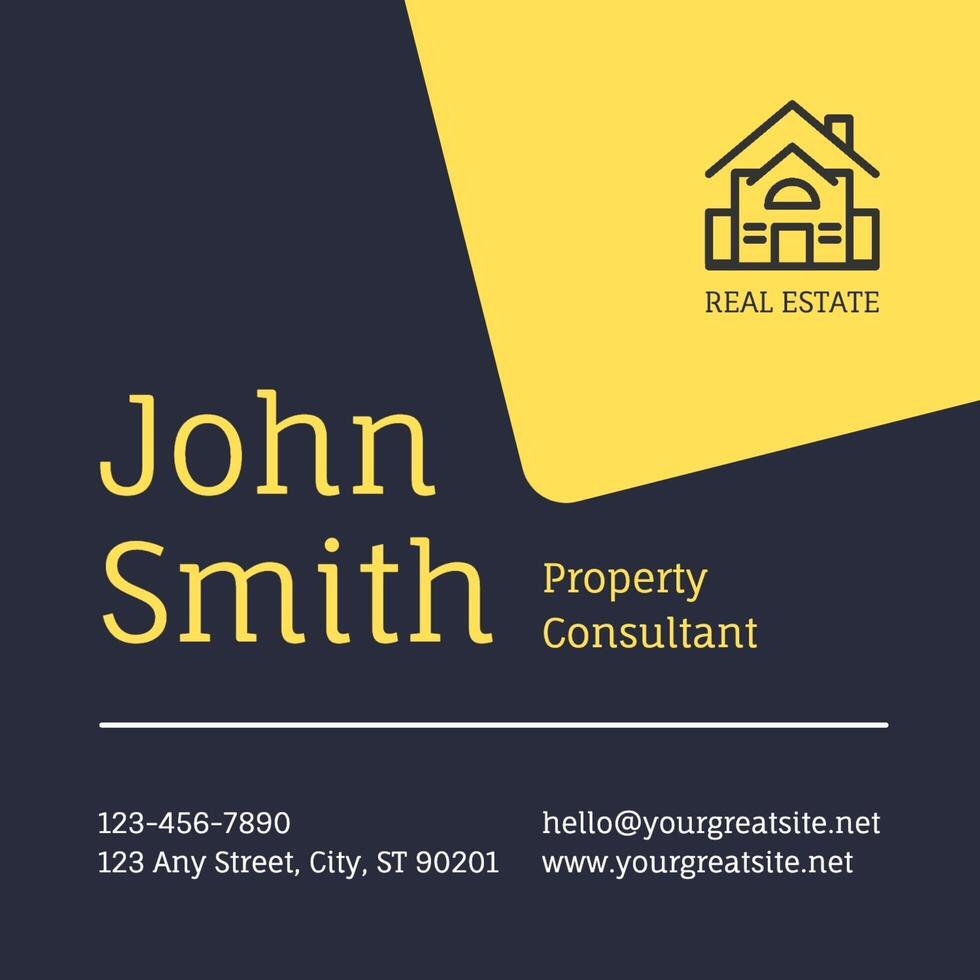 Dark Blue and Yellow Real Estate Business Card template