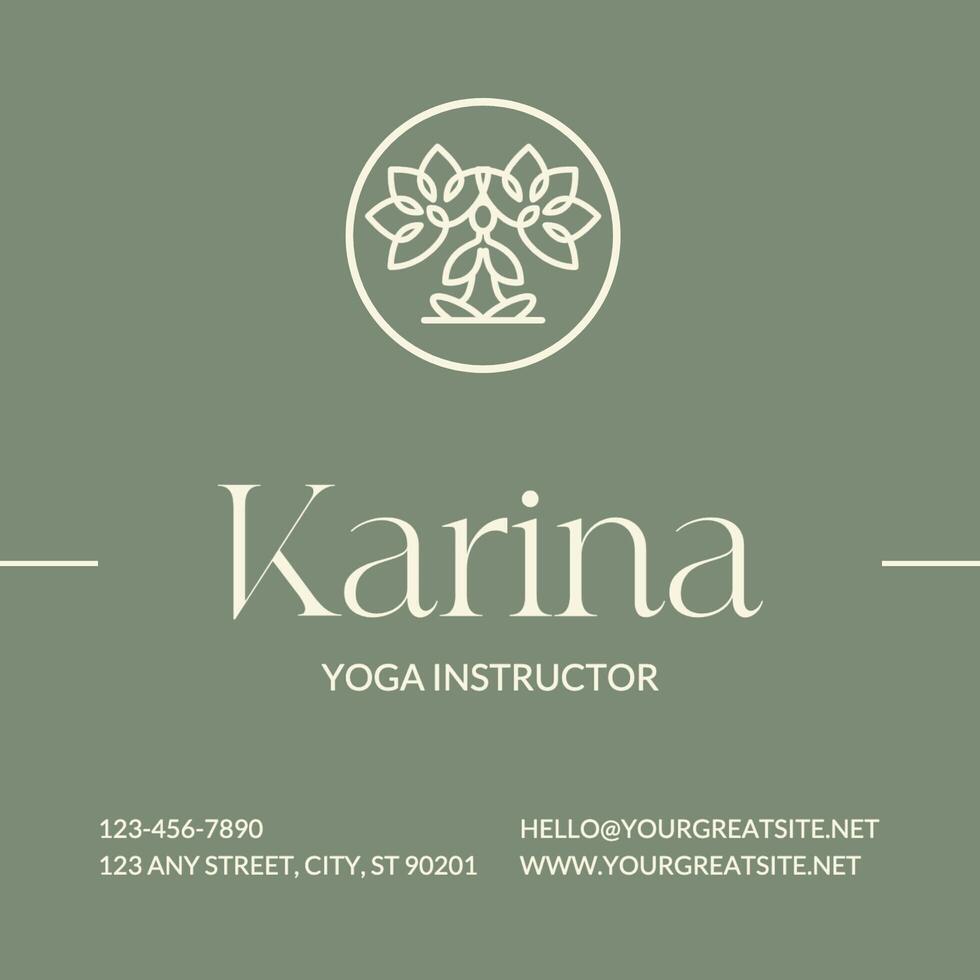 Green Yoga Instructor Business Card template